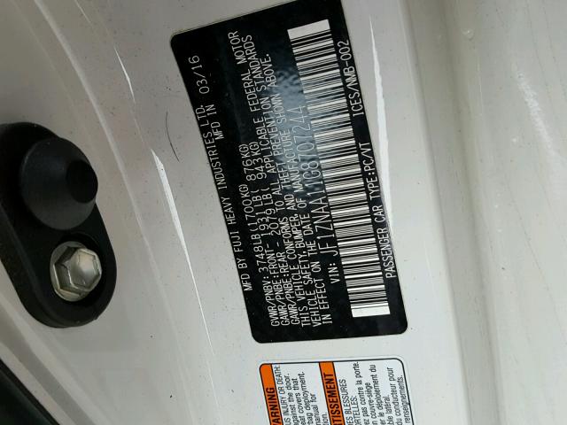 JF1ZNAA11G8707244 - 2016 TOYOTA SCION FR-S თეთრი ფოტო 10