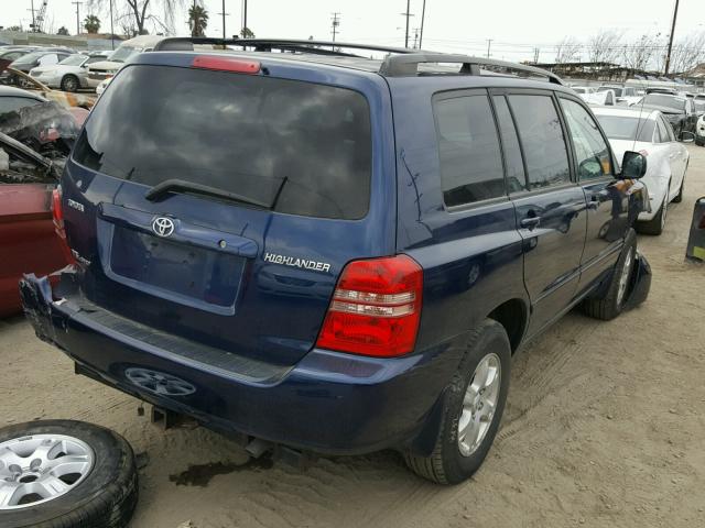 JTEHF21A820074835 - 2002 TOYOTA HIGHLANDER BLUE photo 4