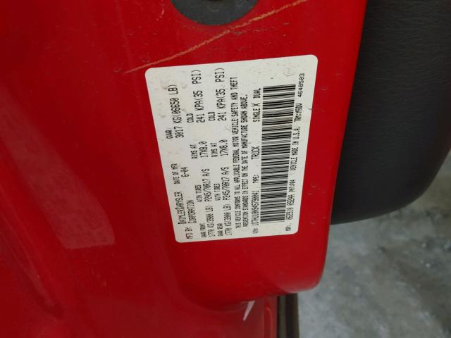 1D7HU18N94S790041 - 2004 DODGE RAM 1500 S RED photo 10