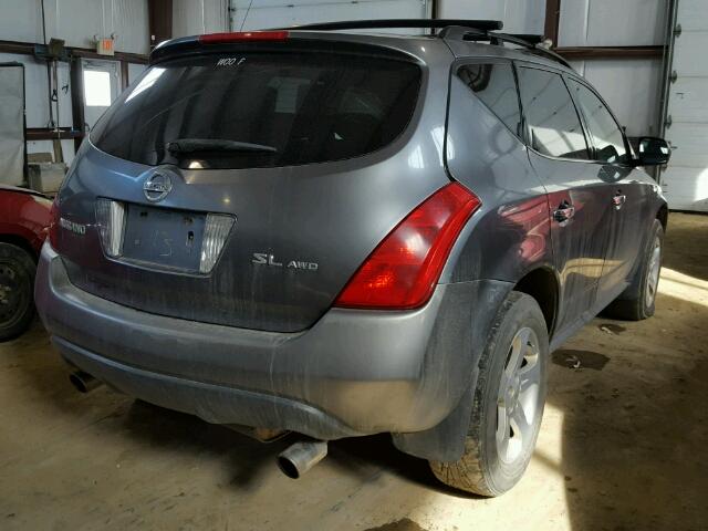 JN8AZ08W85W421198 - 2005 NISSAN MURANO SL GRAY photo 4