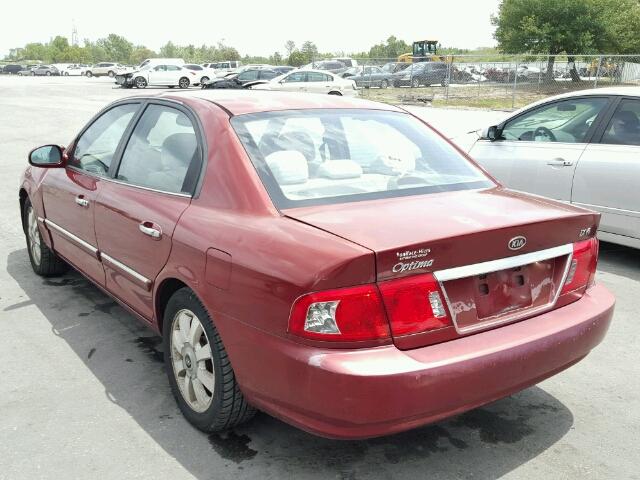 KNAGD128055410512 - 2005 KIA OPTIMA LX RED photo 3