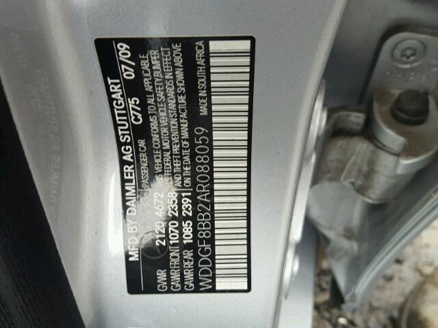 WDDGF8BB2AR088059 - 2010 MERCEDES-BENZ C 300 4MAT SILVER photo 10