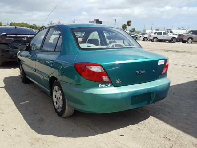 KNADC123526176609 - 2002 KIA RIO TEAL photo 3