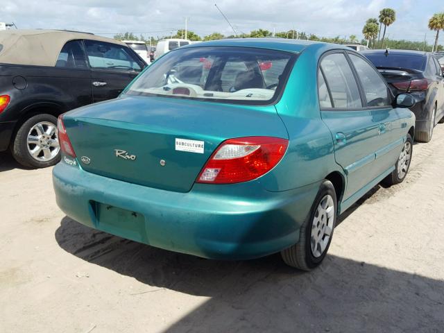 KNADC123526176609 - 2002 KIA RIO TEAL photo 4