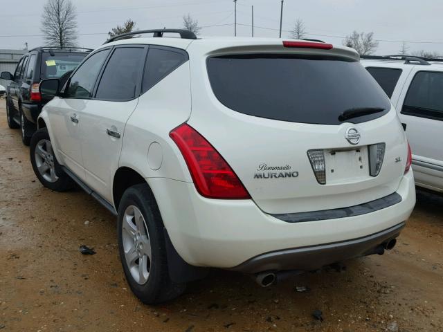 JN8AZ08T05W314555 - 2005 NISSAN MURANO SL WHITE photo 3