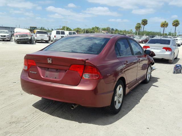 1HGFA16828L115317 - 2008 HONDA CIVIC EX RED photo 4