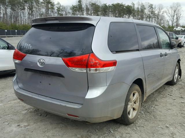 5TDKA3DC8CS009607 - 2012 TOYOTA SIENNA BAS SILVER photo 4