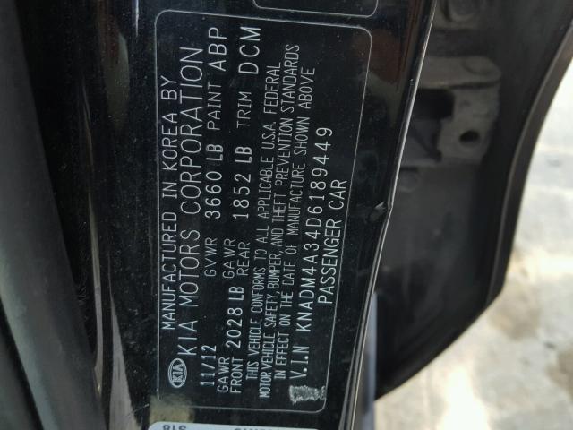 KNADM4A34D6189449 - 2013 KIA RIO LX Սև լուսանկար 10
