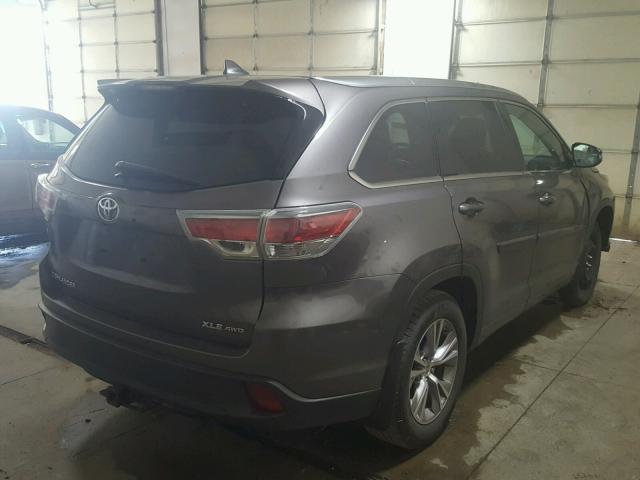 5TDJKRFH8FS159998 - 2015 TOYOTA HIGHLANDER GRAY photo 4