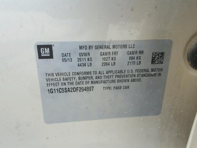 1G11C5SA2DF294897 - 2013 CHEVROLET MALIBU 1LT 金色 照片 10