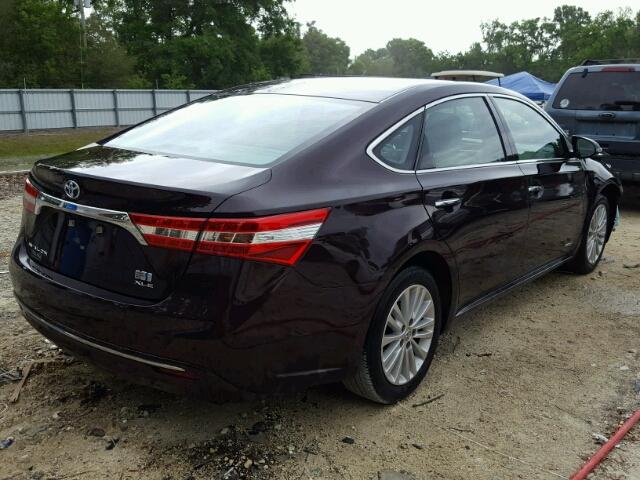 4T1BD1EB2EU021666 - 2014 TOYOTA AVALON HYB RED photo 4