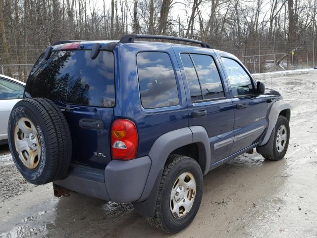 1J4GL48KX2W264744 - 2002 JEEP LIBERTY SP BLUE photo 4