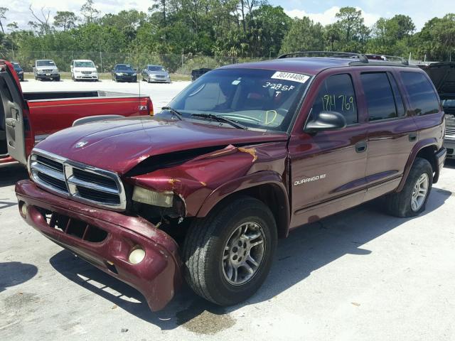 1B4HR28N91F554959 - 2001 DODGE DURANGO BURGUNDY photo 2