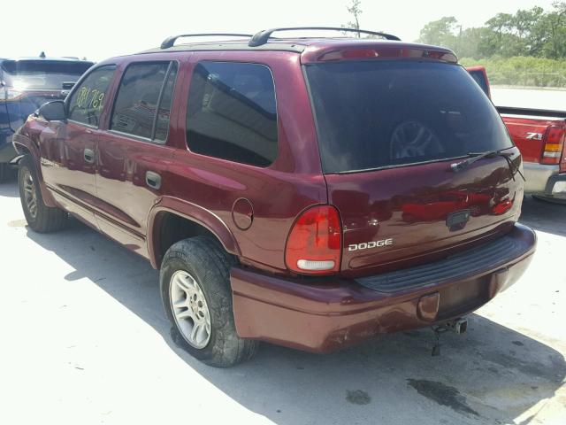 1B4HR28N91F554959 - 2001 DODGE DURANGO BURGUNDY photo 3