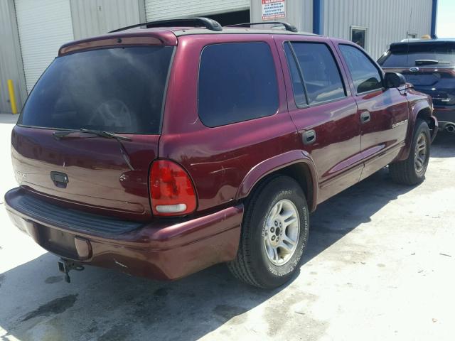 1B4HR28N91F554959 - 2001 DODGE DURANGO BURGUNDY photo 4