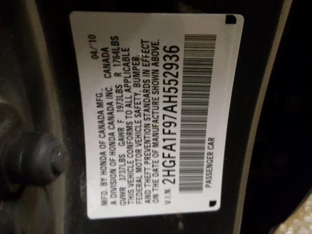 2HGFA1F97AH552936 - 2010 HONDA CIVIC EXL GRAY photo 10