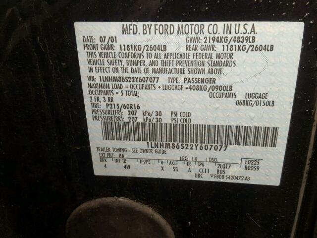 1LNHM86S22Y607077 - 2002 LINCOLN LS 黑色 照片 10