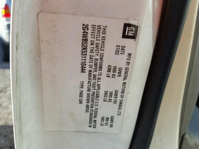 2G4WB52K531116444 - 2003 BUICK REGAL LS 白色 照片 10