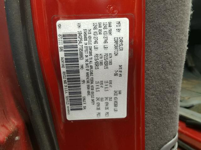 1B4GP54L7TB508063 - 1996 DODGE GRAND CARA RED photo 10