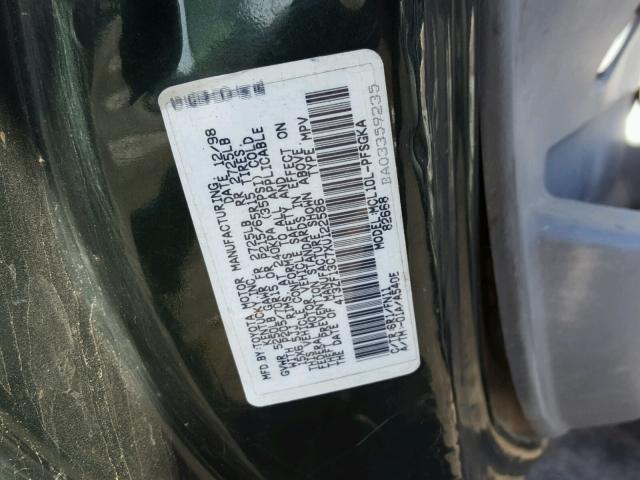 4T3ZF13C7XU122586 - 1999 TOYOTA SIENNA LE GREEN photo 10