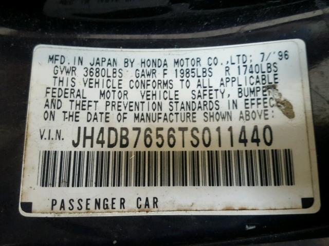 JH4DB7656TS011440 - 1996 ACURA INTEGRA LS BLACK photo 10