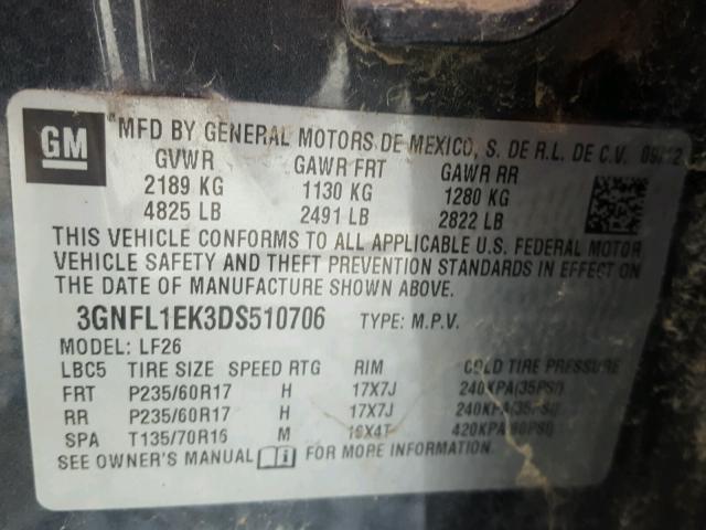 3GNFL1EK3DS510706 - 2013 CHEVROLET CAPTIVA LS 灰色 照片 10