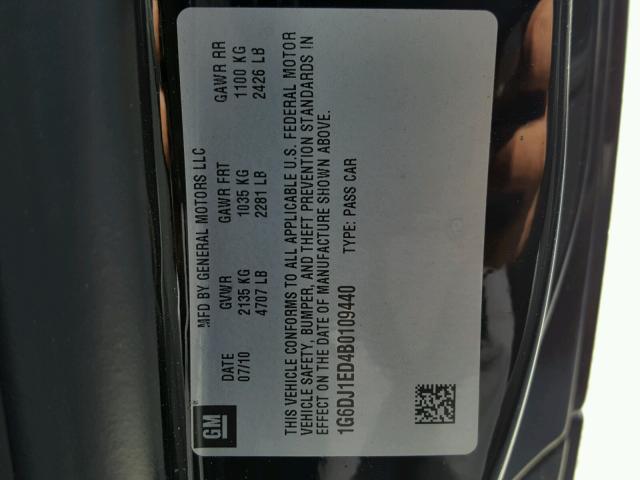 1G6DJ1ED4B0109440 - 2011 CADILLAC CTS PERFOR BLACK photo 10