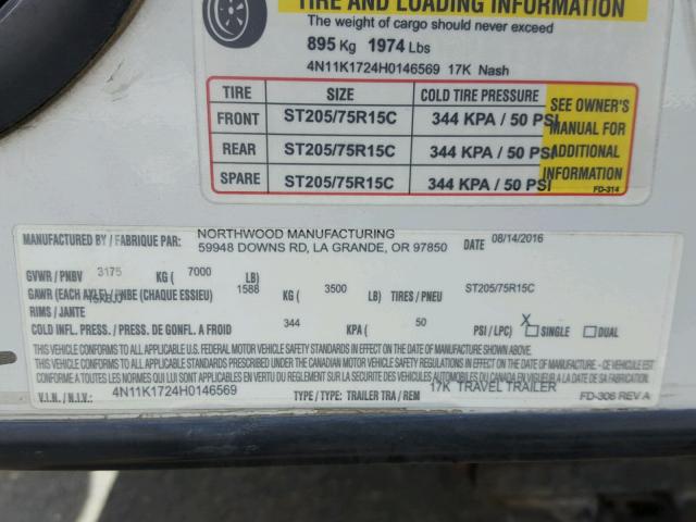4N11K1724H0146569 - 2017 NORT NASH TRLR ორფეროვანი ფოტო 10