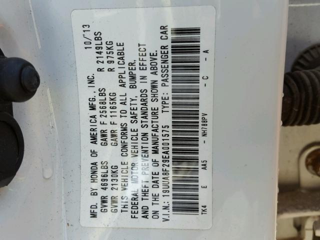 19UUA8F29EA001575 - 2014 ACURA TL WHITE photo 10