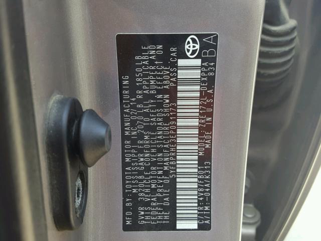 5YFBPRHE3EP091173 - 2014 TOYOTA COROLLA EC 灰色 照片 10