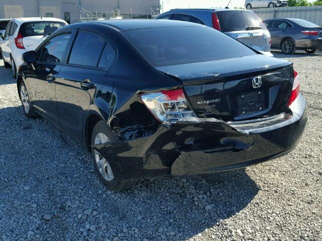 19XFB2F51CE013175 - 2012 HONDA CIVIC LX BLACK photo 3