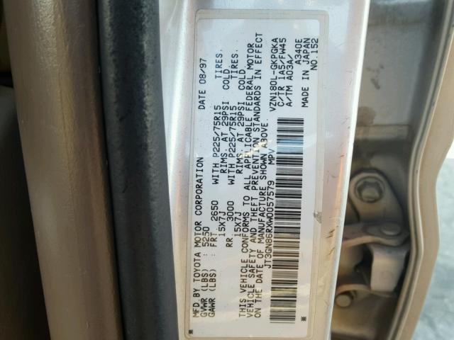 JT3GN86RXW0057579 - 1998 TOYOTA 4RUNNER SR SILVER photo 10