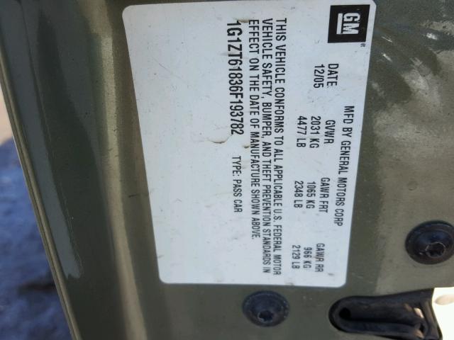 1G1ZT61836F193782 - 2006 CHEVROLET MALIBU MAX GREEN photo 10