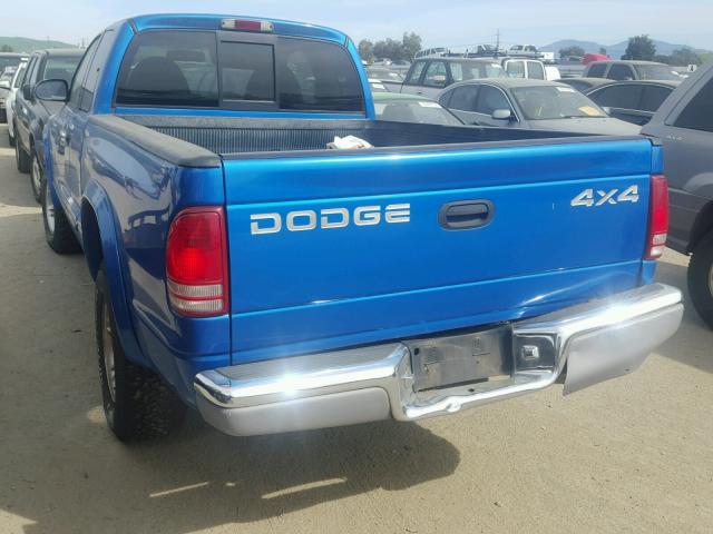 1B7GG22X4WS603224 - 1998 DODGE DAKOTA BLUE photo 3