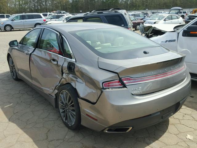 3LN6L2LU5FR626580 - 2015 LINCOLN MKZ HYBRID GRAY photo 3