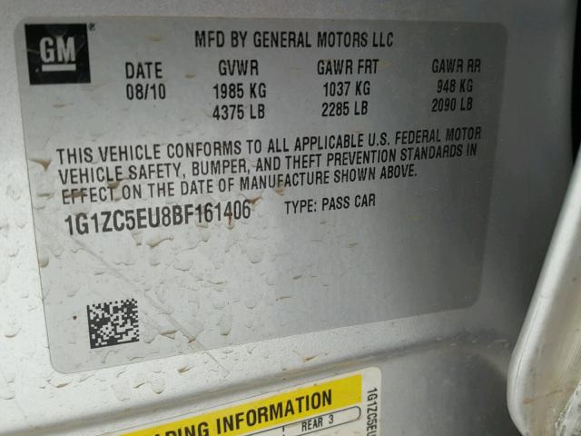 1G1ZC5EU8BF161406 - 2011 CHEVROLET MALIBU 1LT GRAY photo 10