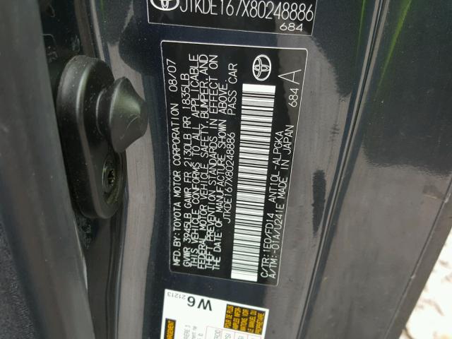 JTKDE167X80248886 - 2008 TOYOTA SCION TC 灰色 照片 10