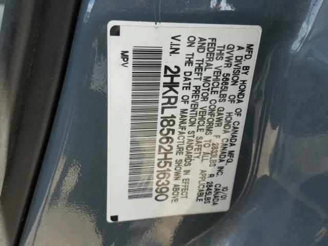 2HKRL18562H516390 - 2002 HONDA ODYSSEY LX GRAY photo 10