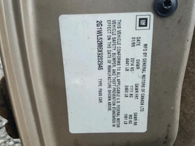 2G1WL52M6X9202946 - 1999 CHEVROLET LUMINA BAS 棕色 照片 10