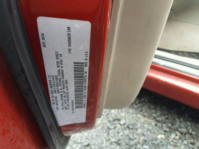 4S3BL676856205261 - 2005 SUBARU LEGACY GT RED photo 10