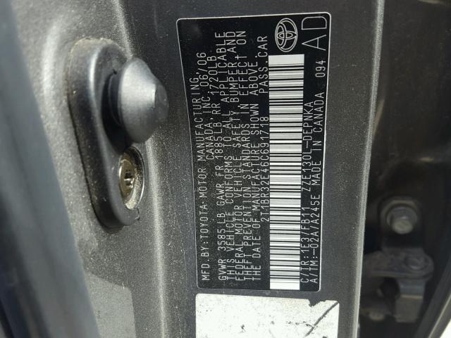 2T1BR32E46C691718 - 2006 TOYOTA COROLLA CE GRAY photo 10