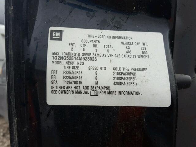 1G2NG52E14M528026 - 2004 PONTIAC GRAND AM S BLACK photo 10