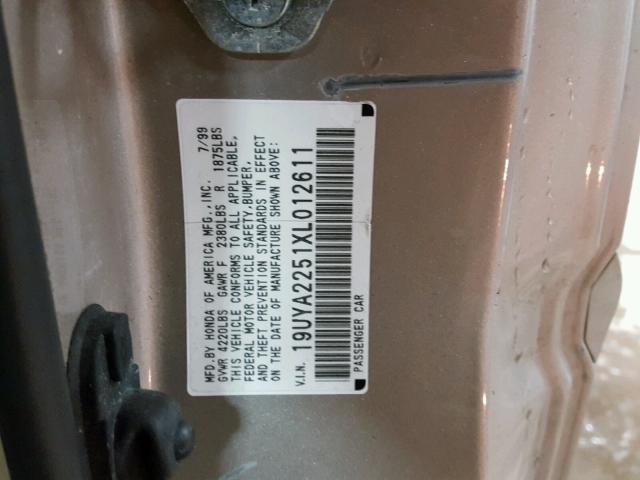 19UYA2251XL012611 - 1999 ACURA 3.0CL Kahverengi fotoğraf 10