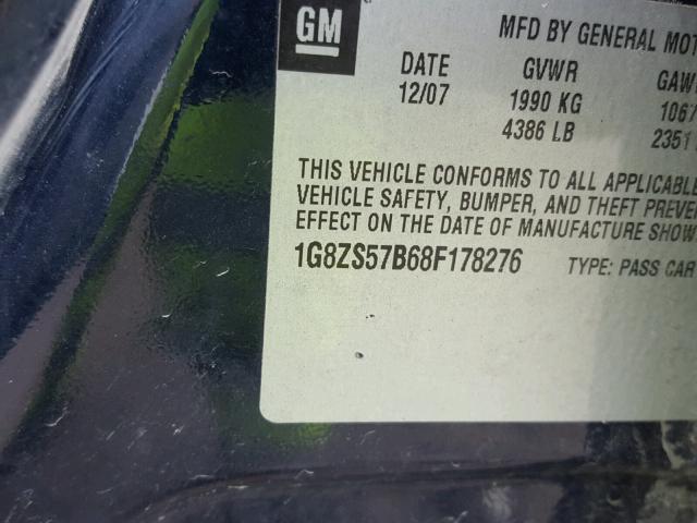 1G8ZS57B68F178276 - 2008 SATURN AURA XE BLUE photo 10