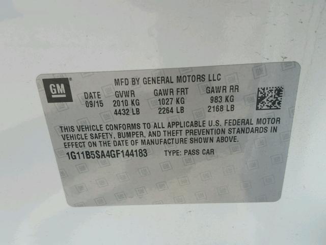 1G11B5SA4GF144183 - 2016 CHEVROLET MALIBU LIM 双色 照片 10