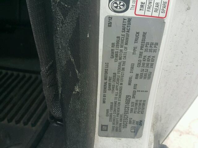 1GCESCF9XC8146029 - 2012 CHEVROLET COLORADO L WHITE photo 10