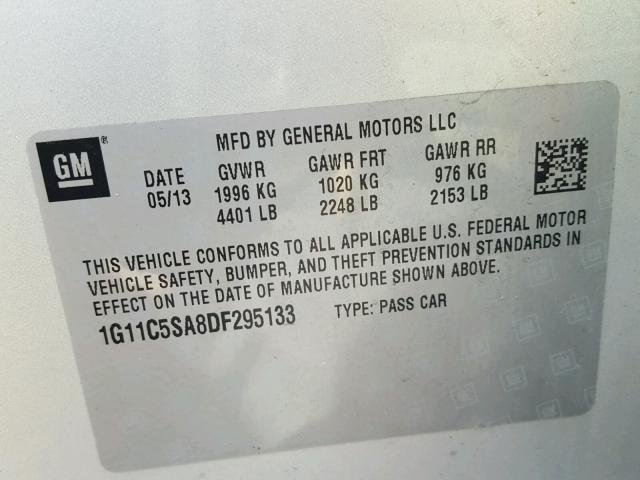 1G11C5SA8DF295133 - 2013 CHEVROLET MALIBU 1LT 银色 照片 10