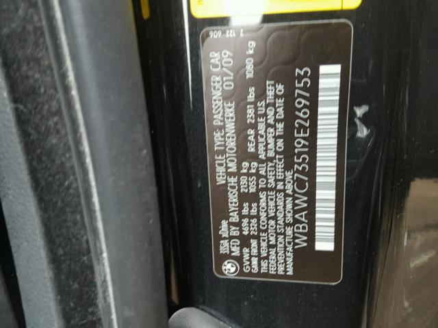 WBAWC73519E269753 - 2009 BMW 335 XI BLACK photo 10