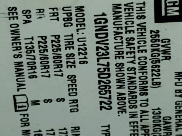 1GNDV23L75D265722 - 2005 CHEVROLET UPLANDER L 蓝色 照片 10