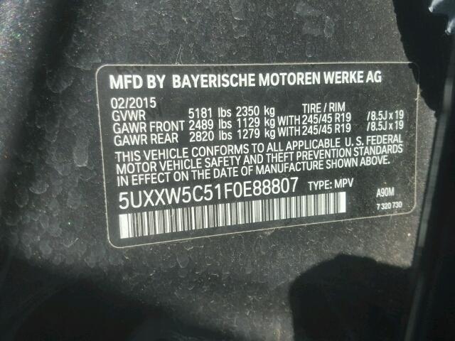 5UXXW5C51F0E88807 - 2015 BMW X4 XDRIVE3 GRAY photo 10